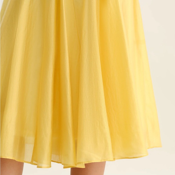 Yellow Square Neck Pleated Slip Midi Dress - Picture 6 of 7